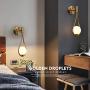 BOKT Modern Wall Lights Gold Glass Globe Wall Mounted Sconces Mid-Century Bedroom Bedsides Water Drop Wall Light Home Decoration (Hardwire- 2Pack)