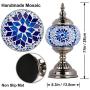 Marrakech Turkish Table Lamp Mosaic Glass Bedside Table Lamp Moroccan Lantern Tiffany Style Night Lights with Bronze Base for Living Room (Blue)