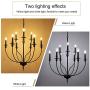 Wellmet Black Farmhouse Chandelier for Dining Room, 9 Light 2-Tier Rustic Classic Candle Ceiling Hanging Light Fixture, Modern French Country Pendant Lighting for Kitchen Island, Living Room, 30'' Dia