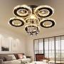 TongLan Modern Crystal Ceiling Light Fixture Flush Mount Pendant Chandelier Lighting 5 Rings Round LED Ceiling Lamp for Living Room Bedroom Kitchen (Warm White)