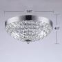 SOTTAE European 2 Lights Bowl Shape Flush Mount Chrome Finish Modern Crystal Chandelier Ceiling Light, Crystal Ceiling Light for Bedroom Living Room(15# Size Bead)