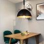 Modern Industrial Pendant Light, Metal Hanging Light with Dome Shade One Lights Simple Black Pendant Barn Light for Kitchen Dining Room Restaurant Cafe Lights Hemispherical Bowl Chandelier