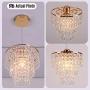 Mini Crystal Chandelier Shade 3 Tiers Crystal Pendant Lighting Fixture Flush Mount Ceiling Light Decoration Adjustable Hanging Cord for Dining Room Living Room Bedroom Hallway,E26,Gold