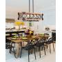 Farmhouse Rectangle Wood Metal Vintage Pendant Light, Industrial Kitchen Island Hanging Pendant Lighting with 5 Lamp Socket, Rustic Farmhouse Pendant Lamp