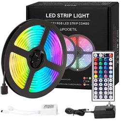 UPOOETIL LED Strip Lights, 16.4ft 5050 RGB Light Strip Kit with Remote Control, IP65 Upgrade Waterproof Led Rope Lights for Room, Bedroom, Party, Kitchen, Bar Decoration, Home, Cupboard