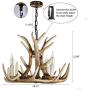 Resin Antler Chandelier 3 Light, Antler Lighting Vintage Style Deer Horn Ceiling Light for Living Room,Bar,Cafe, Dining Room