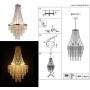 Luxurious Crystal Chandelier with Octagon Shape Crystal Lighting Fixture Pendant Lamp for Dining Room Bedroom Living Room 3 E26 LED Bulbs (Transparent Pewter 1)