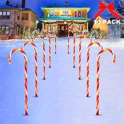 10 Pack Christmas Solar Candy Cane Lights Outdoor LED Xmas Pathway Lights 53cm Outdoor Candy Pathway Markers Christmas Indoor/Outdoor Decoration Lights