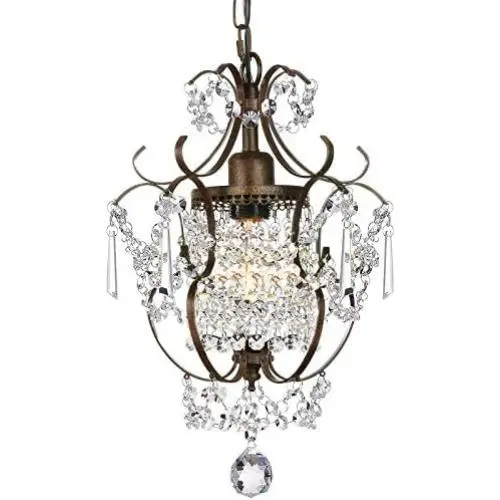 Derksic Mini Crystal Chandelier Antique Bronze Chandeliers 1 Light Iron Ceiling Light Fixture for Kitchen Dining Room Girls Room Bedroom Dressing Room Foyer Closet Derksic Mini Crystal Chandelier Antique Bronze Chandeliers 1 Light Iron Ceiling Light Fixture for Kitchen Dining Room Girls Room Bedroom Dressing Room Foyer Closet