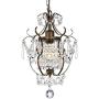 Derksic Mini Crystal Chandelier Antique Bronze Chandeliers 1 Light Iron Ceiling Light Fixture for Kitchen Dining Room Girls Room Bedroom Dressing Room Foyer Closet