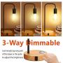 3-Way Touch Control Dimmable Table Lamp with 2 USB Charging Ports, AC Outlet & Vintage St64 E26 Edison LED Bulbs Included, Industrial Metal Bedside Desk Nightstand Lamp Ideal for Bedroom Living Room