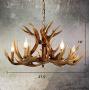 LAKIQ Rustic Vintage Resin Hanging Chandelier Lighting Fixture with Deer Horn Shape 4/6 Lights Antique Farmhouse Pendant Ceiling Light Candle Shape for Dining Room Living Room Restaurant (6 Lights)