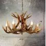 LAKIQ Rustic Vintage Resin Hanging Chandelier Lighting Fixture with Deer Horn Shape 4/6 Lights Antique Farmhouse Pendant Ceiling Light Candle Shape for Dining Room Living Room Restaurant (6 Lights)