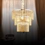 Luxurious K9 Crystal Chandelier with 3 Circle Octagon Shape Crystal Lighting Fixture Pendant Lighting for Dining Room Bathroom Bedroom Living Room 3 E26 LED Bulbs (Champagne Gold)