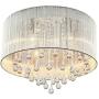 NIUYAO Modern Crystal Raindrop Silver Chandelier Lighting Flush Mount LED Ceiling Light Fixture Pendant Lamp for Dining Room Bathroom Bedroom Living-Room W16'' H12'' 295199