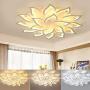 Modern LED Ceiling Light Dimmable Light Fixture Lotus Flower Petal Ceiling Lamp with Remote Control Flush Mount Chandelier for Bedroom Dining Room Kitchen (Number of Lights: 6+12)