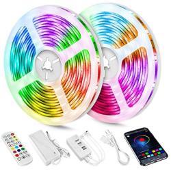 82FT LED Strip Lights,Smart Music sync LED Strip Lights,Bluetooth led Strip Lights,5050 SMD LED Color Changing Lights， RGB LED Strip Light for Bedroom，Kitchen，Party，Home Decoration