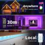 Popotan Led Strip Lights 50ft - Smart Rope Lights Work with Alexa Google Home, Music Sync Remote SMD 5050 450 LEDs RGB Color Changing Led Lights App Control for Bedroom TV Bar Room Decor