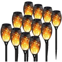 【Upgraded 12Pack Torches】Solar Lights Outdoor, 12LED Solar Torch Lights with Dancing Flickering Flames, Waterproof Landscape Decoration Flame Lights for Garden Pathway Yard-Auto On/Off Dusk to Dawn