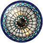 LITFAD Tiffany Stained Glass Style Ceiling Lamp Blue Diamond Pattern 12 Inch Flush Mount Ceiling Light LED 2 Lights Pendant Lighting for Dining Room Bedroom Corridor