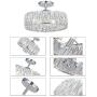 KARMIQI Crystal Ceiling Light, 13'' 3-Light Drum Chandelier Flush Mount Light Fixture for Living Room, Chrome Finish Ceiling Lamp for Dining Room Bedroom Kitchen Island Hallway Entryway