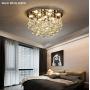 7PM Crystal Chandelier Ceiling Light Flush Mount Modern Round Raindrop Light Fixture for Dining Room Bedroom Hallway