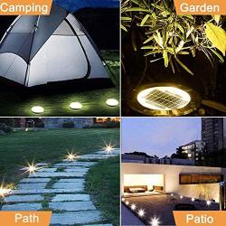 Solar Ground Lights-Upgraded Outdoor Garden Waterproof Bright in- Disk Lights Landscape Lights Outdoor for Lawn Pathway Yard Driveway, with 8 Led (Warm White)