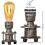 Vintage Desk Lamp Farmhouse, Steampunk Retro Small Industrial Silver Table Light Bedside for Accent Night , Rustic Table Lamp Edison Bulb Lamp for Loft (with no Bulb)