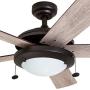 Prominence Home 80099-01 Bolivar LED Ceiling Fan, Modern Farmhouse, 52” Dual-Finish Blades, Espresso