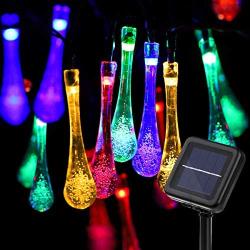 YUNLIGHTS Solar String Lights Outdoor, 21.3 Feet 30 LED Waterproof Solar Raindrop String Lights - Solar String Lights Waterdrop - Solar Powered Fairy Lights for Garden Yard Home Patio(Multi-Color)