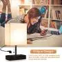 Lifeholder Bedside Lamps with 2 Phone Stands, Table Lamp Include 2 Warm LED Bulbs, Nightstand Lamp Built in 2 USB Ports & 2 AC Outlet, Exquisite Desk Lamp Idea for Bedroom or Living Room(2 Packs)