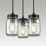 EUL Mason Jar Pendant Lighting Semi Flush Mount Ceiling Light with Clear Glass Shade Oil Rubbed Bronze - 3 Lights