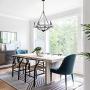 Farmhouse Rustic 6-Light Candle Wooden Chandelier, Cottage Wooden Iron Light Fixture Wood Pendant Ceiling Light for Dining Room, Living Room, Foyer, Hall, Restaurant - Distressed White