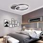 Modern Ceiling Lamp Dimmable LED Flush Mount Ceiling Light Brushed Aluminum 2 Rings Ceiling Light Fixture for Living Room Dining Room Kids Room (Coffee)