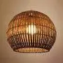 LITFAD Brown Globe Hanging Lamp Pastoral Single Light Rattan Pendant Light Decorative Ceiling Hanging Light for Dining Room Restaurant Hallway Corridor - 16'' (40 cm)