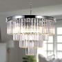 DSRJ Chrome Modern Crystal Chandelier 9 Lights Contemporary Chandeliers Light Fixtures Ceiling Hanging Pendant Lamp for Dining Room Living Room Kitchen Island Foyer W24 Inch