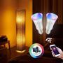 Cantonape Alexa and WiFi Controlled Floor Lamp, Soft Light Minimalist Floor Lamp Brown Fabric Shade with 2 RGB Color LED Smart Bulbs