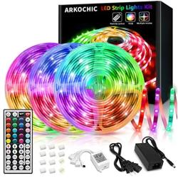 49.2FT LED Strip Lights, ARKOCHIC LED Lights Color Changing 5050 RGB Led Lights with 44 Keys IR Remote and 12V Power Supply for Bedroom, TV, Kitchen, Room, Party, Home Decorations