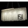 7PM Modern Crystal Chandelier Rectangle Chrome Chandelier Contemporary Pendant Lighting Fixture for Dining Room Living Room