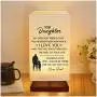 Engraved Bedside Table Lamp for Daughter - Personalized Fabric Wooden Desk Lamp for Bedroom Living Room Office Study - Perfect Birthdays Christmas Gifts for Daughter from Dad