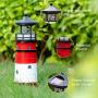 Garden Solar Lights Outdoor Decorative - Lighthouse with Rotating Beacon LED Lights for Garden Yard Outdoor(White)