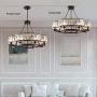 Siljoy Luxury Round Crystal Chandelier Modern LED Dimmable 8-Lights Pendant Lighting Vintage Flush Mount Black Ceiling Fixture for Dining Room Kitchen Entryway, Dia 31.5''