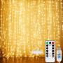 Window Curtain String Light 300 LED 8 Lighting Modes USB Powered Fairy Lights for Christmas Bedroom Party Wedding Home Garden Bedroom Decoration Outdoor Indoor(Warm White)(9.8ft X 9.8ft)