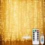 Window Curtain String Light 300 LED 8 Lighting Modes USB Powered Fairy Lights for Christmas Bedroom Party Wedding Home Garden Bedroom Decoration Outdoor Indoor(Warm White)(9.8ft X 9.8ft) Window Curtain String Light 300 LED 8 Lighting Modes USB Powered Fairy Lights for Christmas Bedroom Party Wedding Home Garden Bedroom Decoration Outdoor Indoor(Warm White)(9.8ft X 9.8ft)