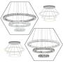 HOMCOM Modern Crystal Led Chandelier Multi-Angle with Remote Control Dimmable Light, Living Room Decor