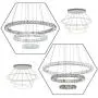 HOMCOM Modern Crystal Led Chandelier Multi-Angle with Remote Control Dimmable Light, Living Room Decor