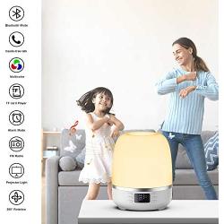 Star Projector Night Light Bluetooth Speaker 360 Degree Rotation Multicolor Changing Music Nursery Light Bedside Table Lamp with 6 Optional Films for Kids, Adults, Alarm Clock/TF Card/AUX Support