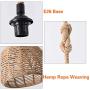 Berlato Coastal Beach Rope Rattan Woven Pendant Lamp, Natural Simple Hand Weaved Dome Pendant Light, Suspension Lamp for Living Room Bedroom Studyroom Hotel Restaurant