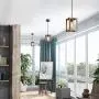 GEPOW Farmhouse Pendant Lighting, Rustic Wood Hanging Fixture for Kitchen Island, Dining Room, Bedroom, Foyer and Hallway
