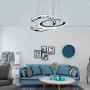 Modern 2 C Rings Crystal Chandelier Light Fixtures LED Pendant Lamp Adjustable Stainless Steel Ceiling Lights for Living Room Bedroom Dinning Room Indoor Lighting (Cool White)